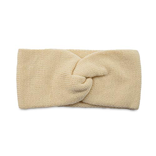 Damen Gestrickt Stirnband Mädchen Frauen Winter Häkelarbeit Haarband Verdicken Stirnbänder Haarband Ohrenwärmer Headwrap für Einkaufen Skifahren Laufen,Beige von Wambere