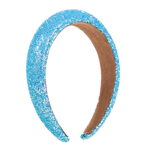 Damen Haarreif,Stirnbänder Satin Haarreif Vintage Haarband Breit Retro Stirnband Haarreifen Elastisch Haarbänder Glitzer Stirnband für Frauen Damen Mädchen Haarschmuck,Blau von Wambere