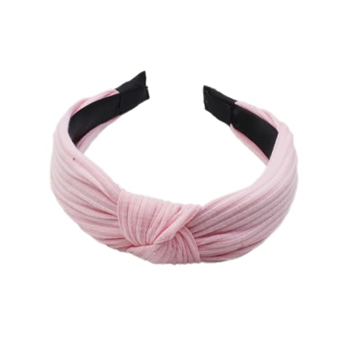 Damen Haarreifen,Haarreifen Breit mit Knoten,Gestricktes Stirnband mit Kreuzknoten,Retro Elastisches Haarband,Haarschmuck Haar Accessoires,für Frauen Mädchen Fitness Yoga Laufen,Rosa von Wambere