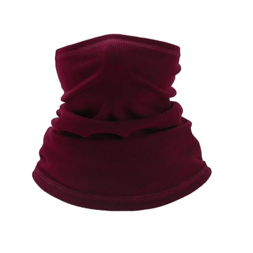 Damen Herren Winter Loop Schal Loopschal Schlauchschal Halsschal Halswaermer Multifunktionstuch Fleece Halswärmer Halstuch Winddicht Ski Maske Warmer für Outdoor Radsport Motorrad Laufen,Weinrot,L von Wambere