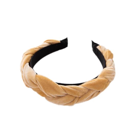 Damen Samt Haarreif Breit Haarband Geflochten Stirnband Vintage Haarreifen Haarschmuck Haarzubehör Verdrehtes Geknotetes Stirnband für Frauen Mädchen für den täglichen Gebrauch,Beige von Wambere