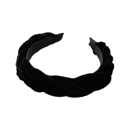 Damen Samt Haarreif Breit Haarband Geflochten Stirnband Vintage Haarreifen Haarschmuck Haarzubehör Verdrehtes Geknotetes Stirnband für Frauen Mädchen für den täglichen Gebrauch,Schwarz von Wambere