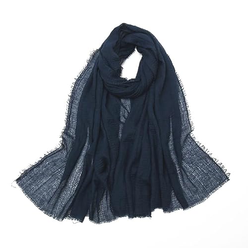 Damen Schal 90 x 175cm Einfarbiger Schal aus Baumwolle und Leinen Tuch Kopftuch Stola Schals Damenschal Schaltücher Halstuch Scarves für Frühling Sommer Herbst Winter Tägliches Tragen,Navy blau Damen Schal 90 x 175cm Einfarbiger Schal aus Baumwolle und Leinen Tuch Kopftuch Stola Schals Damenschal Schaltücher Halstuch Scarves für Frühling Sommer Herbst Winter Tägliches Tragen,Navy blau von Wambere