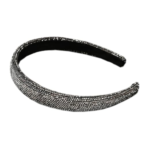 Damen-Stirnband,Haarreif mit Strasssteinen Haarband Haarschmuck Kristall Diamant Strass Kopfbedeckung Geburtstag Haarbänder für Frauen und Mädchen Geburtstag Party Geschenke,Schwarzgrau von Wambere