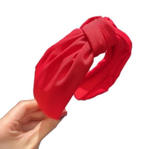 Damen-Stirnband,Satin Haarreifen Haarbänder Kopfband für Damen Breite Haarreif Geknotete Kopfbedeckun Charme Modischer Neuheitstrend für für Damen und Mädchen,Rot von Wambere