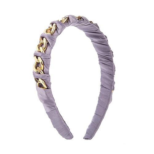 Damen Stirnband Haarband Handgeflochtene Legierungsketten Haaraccessoires Rutschfestes Elastisches Haarschmuck Haarstyling Accessoires für den täglichen Gebrauch für Frauen Mädchen,Grau von Wambere