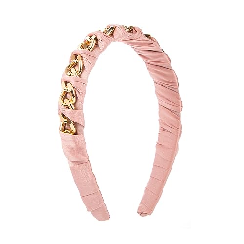 Damen Stirnband Haarband Handgeflochtene Legierungsketten Haaraccessoires Rutschfestes Elastisches Haarschmuck Haarstyling Accessoires für den täglichen Gebrauch für Frauen Mädchen,Rosa von Wambere