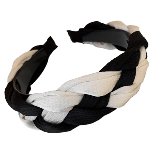 Damen Twist Haarband Breit Haarband Geflochten Stirnband Vintage Rutschfest Haarschmuck Frauen Verdrehtes Geknotetes Stirnband Haarzubehör Kopfbedeckung für den täglichen Gebrauch,Schwarz von Wambere