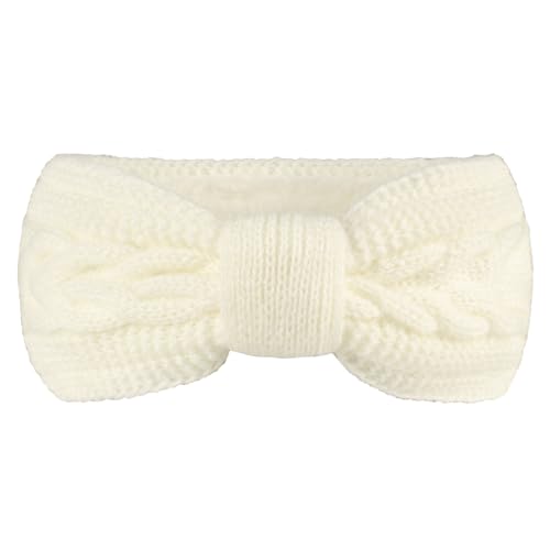 Damen Winter Plüsch Stirnband,Gestricktes Schleifen Stirnband Elastische Haarband Haarreife Ohrenwärmer Stirnbänder Haarbänder Kopfband Kopfbedeckung Haarschmuck für Frauen Mädchen,Weiß von Wambere