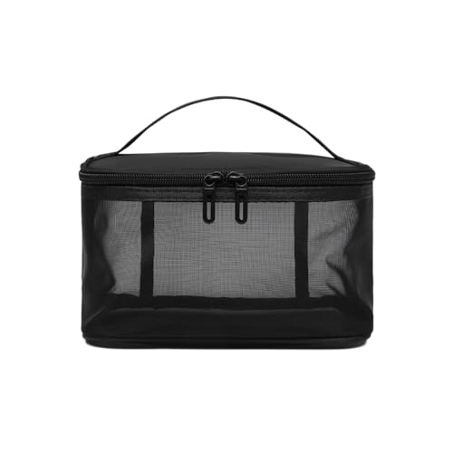 Einlagig Doppellagig Netz-Kulturbeutel Toilettentasche Große Kosmetiktasche Make-up-Taschen Kulturtasche Tragbare Reise-Aufbewahrungstasche für Männer Frauen Reisen Geschäftsreisen,Schwarz,21x13x12cm von Wambere