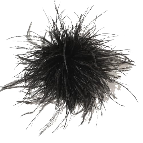 Feder BroscheFlauschige Straußenfeder Brosche Braut Hochzeit Party Weihnachten Kleid Up Corsage Pin Hut Zubehör für Frauen Hochzeitsfeier Tanz Bankett Kleid Kleidungsaccessoires,Dunkelgrau B von Wambere