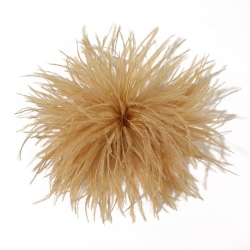 Feder BroscheFlauschige Straußenfeder Brosche Braut Hochzeit Party Weihnachten Kleid Up Corsage Pin Hut Zubehör für Frauen Hochzeitsfeier Tanz Bankett Kleid Kleidungsaccessoires,Hellgelb von Wambere
