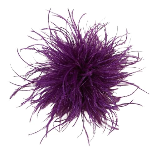 Feder BroscheFlauschige Straußenfeder Brosche Braut Hochzeit Party Weihnachten Kleid Up Corsage Pin Hut Zubehör für Frauen Hochzeitsfeier Tanz Bankett Kleid Kleidungsaccessoires,Violett von Wambere