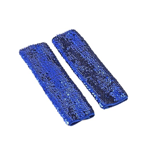 Fingerlose Pailletten Handschuhe,Halbfingerhandschuhe mit Pailletten,Arm Warmers Long Stulpen Handschuhe,für Maskeradepartys Halloween Cosplay Accessoires Opernaufführungen,Blau,9×21cm von Wambere