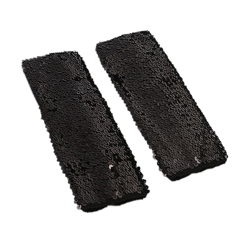 Fingerlose Pailletten Handschuhe,Halbfingerhandschuhe mit Pailletten,Arm Warmers Long Stulpen Handschuhe,für Maskeradepartys Halloween Cosplay Accessoires Opernaufführungen,Schwarz,9×21cm von Wambere