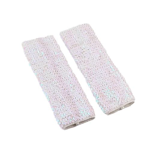 Fingerlose Pailletten Handschuhe,Halbfingerhandschuhe mit Pailletten,Arm Warmers Long Stulpen Handschuhe,für Maskeradepartys Halloween Cosplay Accessoires Opernaufführungen,Weiss,9×21cm von Wambere