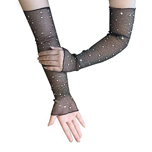 Fischnetz Handschuhe, Strass Mode Lang Netz Mesh, Glänzend Fingerlose Schwarz, Opernhandschuhen für Halloween Maskerade Kostüm Schwarz A Fischnetz Handschuhe, Strass Mode Lang Netz Mesh, Glänzend Fingerlose Schwarz, Opernhandschuhen für Halloween Maskerade Kostüm Schwarz A von Wambere