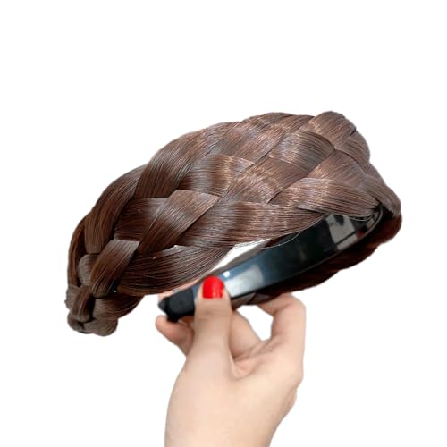 Geflochtene Haar-Stirnbänder,Damen Haarschmuck geflochten Haar-Perücke Haarreifen Geflochtenes Stirnband Women Headband Hair Bands Mit Zähnen Haarband Haar-Styling-Zubehör,Dunkelbraun von Wambere