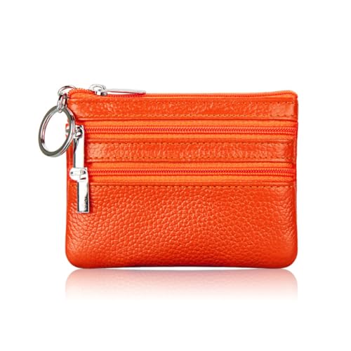 Geldbörse Damen,Klein und im Kurzformat Brieftasche Portemonnaie Damen Klein Damen Leder Kleines Portemonnaie Gross Kapazität PU Geldbeutel Coin Purse Wallet für Frauen Kinder,Orange Farbe von Wambere