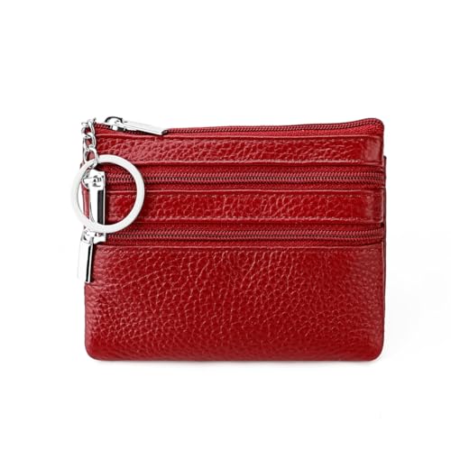 Geldbörse Damen,Klein und im Kurzformat Brieftasche Portemonnaie Damen Klein Damen Leder Kleines Portemonnaie Gross Kapazität PU Geldbeutel Coin Purse Wallet für Frauen Kinder,Weinrot von Wambere