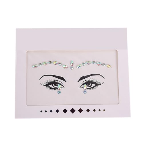 Gesicht Edelsteine Glitzersteine Gesicht Festival Tattoos Gesichts Aufkleber Gesichtsaufkleber Dekorative Aufkleber Face Sticker Strasssteine Gesichtstattoo für Halloween Karneval,Bunt 6 von Wambere