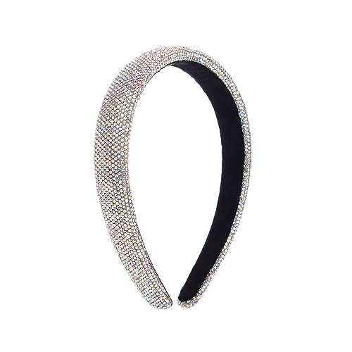 Glitzernd Strass Stirnbänder Haarband Rutschfestes Haarschmuck Elastisches Haaraccessoires,Haarstyling Accessoires für Damen Frauen Mädchen,für den Täglichen Gebrauch Yoga Sport,Weiß AB von Wambere