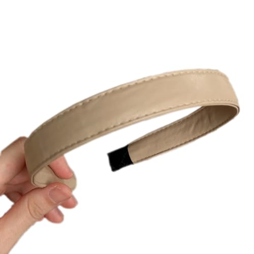 Haarbänder für Damen, Leder-Stirnband Haarbänder Breites Stirnband Kopfbedeckun Charme Modischer Neuheitstrend Outdoor-Kopfschmuck für den täglichen Gebrauch Yoga Sport,Aprikose von Wambere