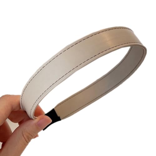 Haarbänder für Damen, Leder-Stirnband Haarbänder Breites Stirnband Kopfbedeckun Charme Modischer Neuheitstrend Outdoor-Kopfschmuck für den täglichen Gebrauch Yoga Sport,Beige von Wambere