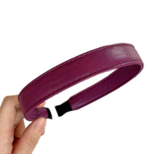 Haarbänder für Damen, Leder-Stirnband Haarbänder Breites Stirnband Kopfbedeckun Charme Modischer Neuheitstrend Outdoor-Kopfschmuck für den täglichen Gebrauch Yoga Sport,Dunkellila von Wambere