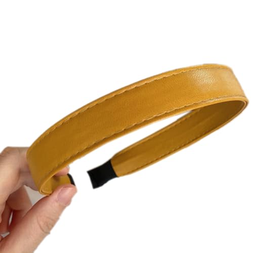 Haarbänder für Damen, Leder-Stirnband Haarbänder Breites Stirnband Kopfbedeckun Charme Modischer Neuheitstrend Outdoor-Kopfschmuck für den täglichen Gebrauch Yoga Sport,Gelb von Wambere