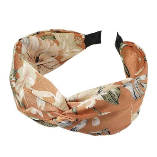 Haarbänder für Damen,breite Vintage-Haarbände Boho Wide Knot Turban Stoff HaarbandStirnband Kopfbedeckun Neuheitstrend Outdoor-Kopfschmuck für den täglichen Gebrauch Yoga Sport,Orange von Wambere