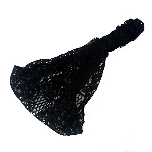 Haarband Damen Breite Elastische,Haarband aus Spitze Stirnbänder Headwrap Elegantes Vintage Stirnband Lace Haarschmuck für Frauen Damen Mädchen Täglichen Tragen,Party, Geburtstag,Schwarz von Wambere