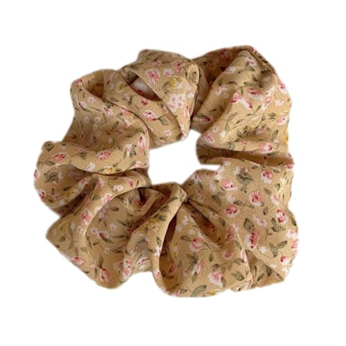 Haargummis Scrunchies für Damen, Bequeme Haargummis Haarschmuck Chiffon Organza Haarringe Haargummi Groß Halt Elastische Haarwackeln für Mädchen & Damen,Gelb von Wambere