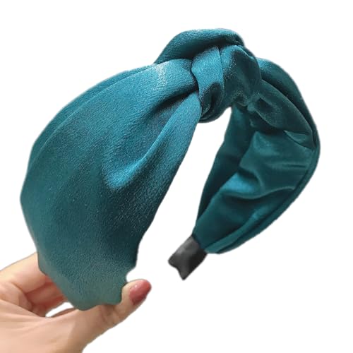 Haarreif,Haarreifen Breit mit Knoten,Stirnband aus Satin mit Knoten,Haarband Haarschmuck Haar Accessoires,für Damen Frauen Mädchen Tägliches Tragen Partys Hochzeiten Geburtstage,Blau von Wambere