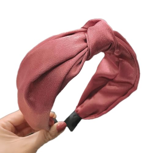 Haarreif,Haarreifen Breit mit Knoten,Stirnband aus Satin mit Knoten,Haarband Haarschmuck Haar Accessoires,für Damen Frauen Mädchen Tägliches Tragen Partys Hochzeiten Geburtstage,Rot von Wambere