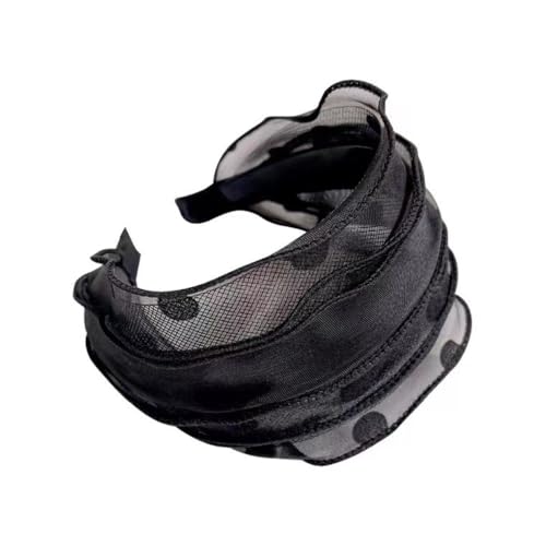 Haarreif Damen Elegant Breiter Haarreifen mit Polka Dots Atmungsaktives Stirnband Rutschfest Haarband Frauen Headband Vintage Haarschmuck Haarreifen für Alltag Party Hochzeit,Schwarz von Wambere