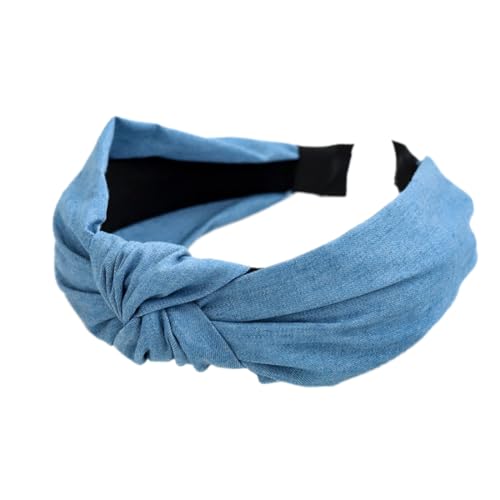 Haarreifen Damen,Cowboy-Farbe Haarbänder Kopfband für Damen Breite Retro Stirnband Haarreif Geknotete Kopfbedeckun Charme Modischer Neuheitstrend für für Damen und Mädchen,Blau S von Wambere