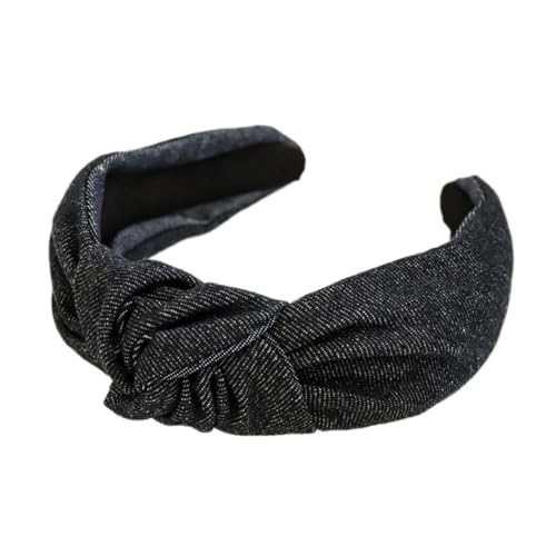 Haarreifen Damen,Cowboy-Farbe Haarbänder Kopfband für Damen Breite Retro Stirnband Haarreif Geknotete Kopfbedeckun Charme Modischer Neuheitstrend für für Damen und Mädchen,Schwarz L von Wambere