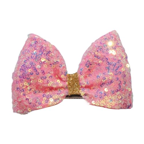 Haarspange mit Paillettenschleife Damen Schleife Haarnadel Glitzer Haarspangen Haar Accessoires Rutschfeste Haarklammern Haarschleifen Haarschmuck Kopfschmuck für Bühnenperformance,Rosa von Wambere