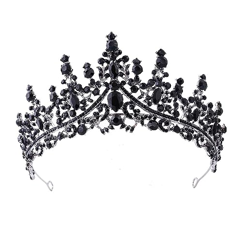 Hochzeit Braut Kristall Tiara Strasssteine Mädchen Haar Krone Prinzessin Stirnband Krone Haarschmuck für Hochzeit Verlobung Geburtstag Party Schönheitswettbewerb Bühnenauftritte,Schwarz von Wambere