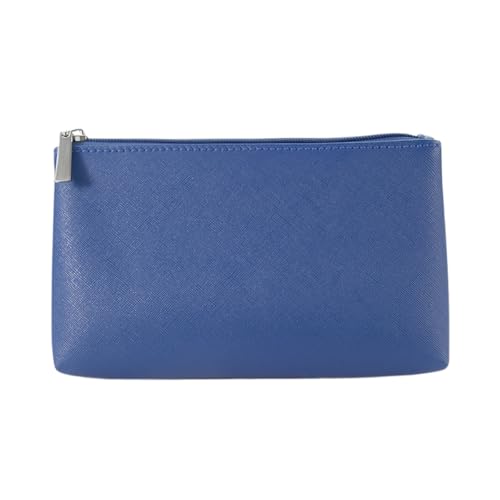 Kleine Kosmetiktasche mit Reißverschluss Schminktasche Klein Handtasche Mini wasserdichte Make Up Tasche Damen PU Leder Makeup Bag mit Reißverschluss,für Handy Kosmetik Brille,Dunkelblau M,M von Wambere
