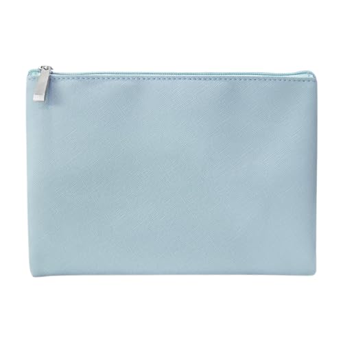 Kleine Kosmetiktasche mit Reißverschluss Schminktasche Klein Handtasche Mini wasserdichte Make Up Tasche Damen PU Leder Makeup Bag mit Reißverschluss,für Handy Kosmetik Brille,Puderblau L,L von Wambere
