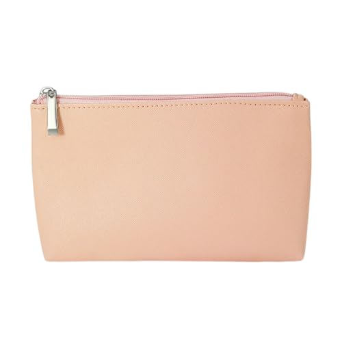 Kleine Kosmetiktasche mit Reißverschluss Schminktasche Klein Handtasche Mini wasserdichte Make Up Tasche Damen PU Leder Makeup Bag mit Reißverschluss,für Handy Kosmetik Brille,Puderrosa M,M von Wambere