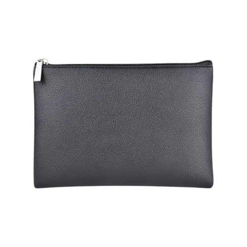 Kleine Kosmetiktasche mit Reißverschluss Schminktasche Klein Handtasche Mini wasserdichte Make Up Tasche Damen PU Leder Makeup Bag mit Reißverschluss,für Handy Kosmetik Brille,Schwarz AL,L von Wambere
