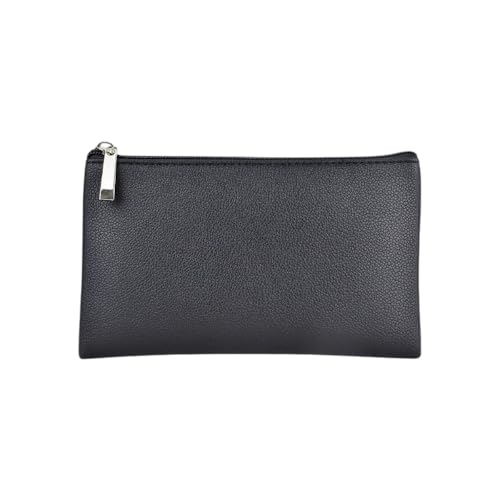 Kleine Kosmetiktasche mit Reißverschluss Schminktasche Klein Handtasche Mini wasserdichte Make Up Tasche Damen PU Leder Makeup Bag mit Reißverschluss,für Handy Kosmetik Brille,Schwarz AS,S von Wambere