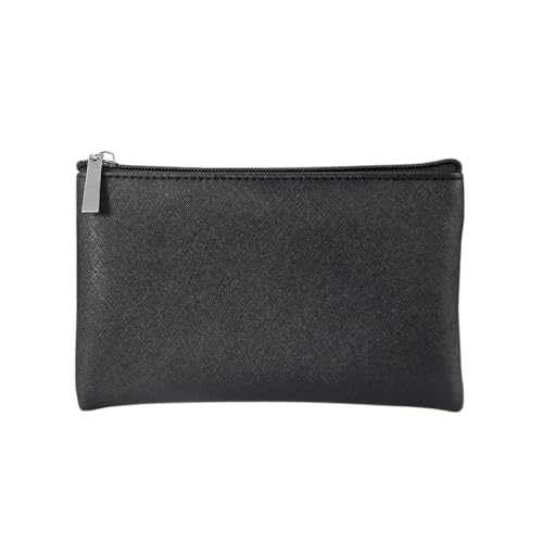 Kleine Kosmetiktasche mit Reißverschluss Schminktasche Klein Handtasche Mini wasserdichte Make Up Tasche Damen PU Leder Makeup Bag mit Reißverschluss,für Handy Kosmetik Brille,Schwarz S,S von Wambere