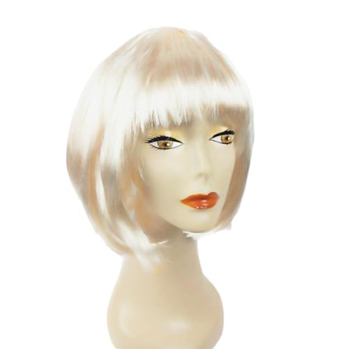 Perücke Kurze Perücke Bunte BOB Perücke Damen Wig Haar Perücken Gerade Perücke Studentin Kurzhaarperücke Perücke kurze Haare für Karneval Fasching Cosplay Mottoparty Halloween,Beige von Wambere