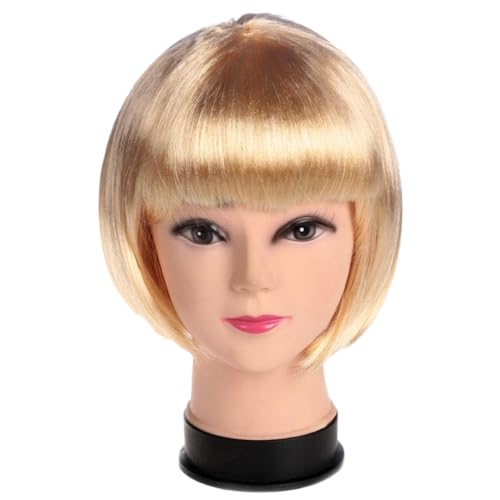 Perücke Kurze Perücke Bunte BOB Perücke Damen Wig Haar Perücken Gerade Perücke Studentin Kurzhaarperücke Perücke kurze Haare für Karneval Fasching Cosplay Mottoparty Halloween,Hellgold von Wambere