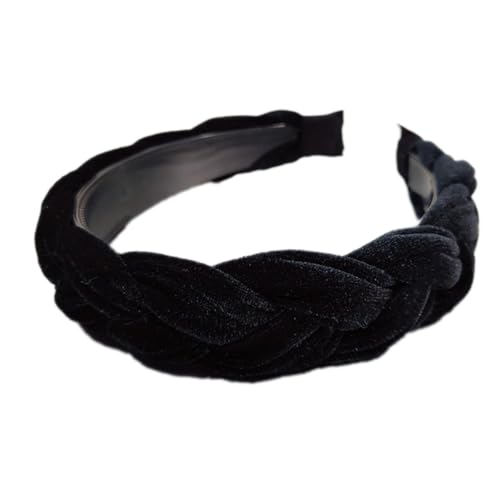 Samt Stirnband,Damen Twist Haarband Stirnband Haarreifen Haarschmuck Frauen Kopfband Haarreifen Verdrehtes Geknotetes Stirnbänder Kopfbedeckung Kopfschmuck für Täglichen Tragen,Schwarz A von Wambere