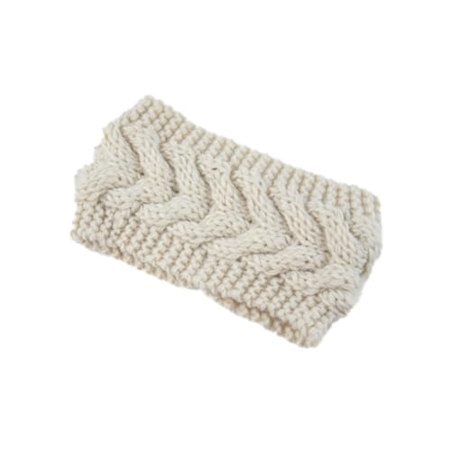 Stirnband Damen Mädchen Frauen Winter Häkelarbeit Stirnband Gestrickt Haarband Verdicken Haarband Ohrenwärmer Headwrap für Einkaufen Skifahren Laufen,Beige von Wambere